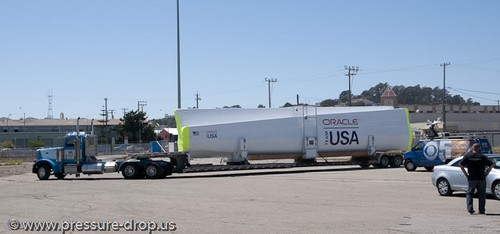 Pier 80 gets delivery of the new AC 72’ wing - Oracle Racing’s AC72 wingsail arrives in San Francisco © Erik Simonson/ pressure-drop.us http://www.pressure-drop.us